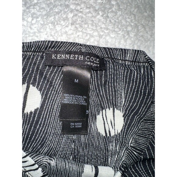 KENNETH COLE Women's Long Sleeve Geometric Polka Dot Design Ruched Front M - Picture 4 of 6